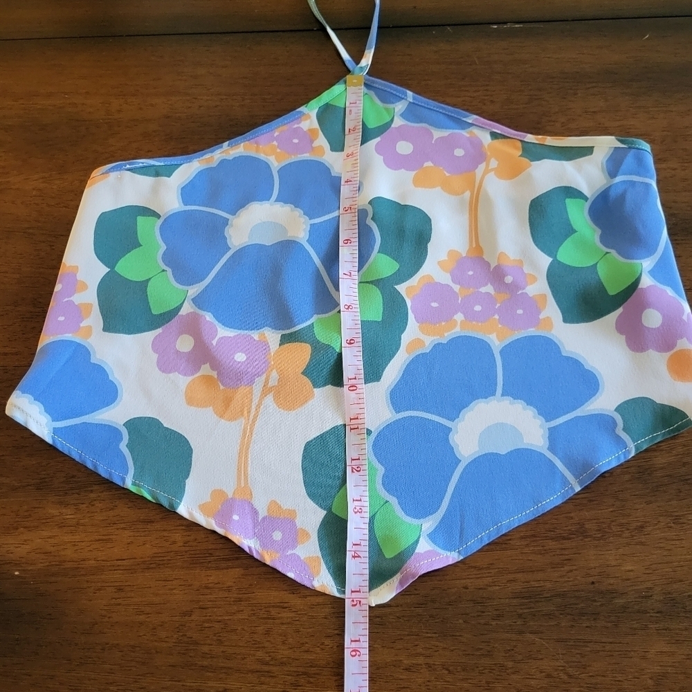 NWT Zara Retro 70s Floral Halter Top - Hanky Hem Backless Scarf Top XS Festival - Picture 10 of 12